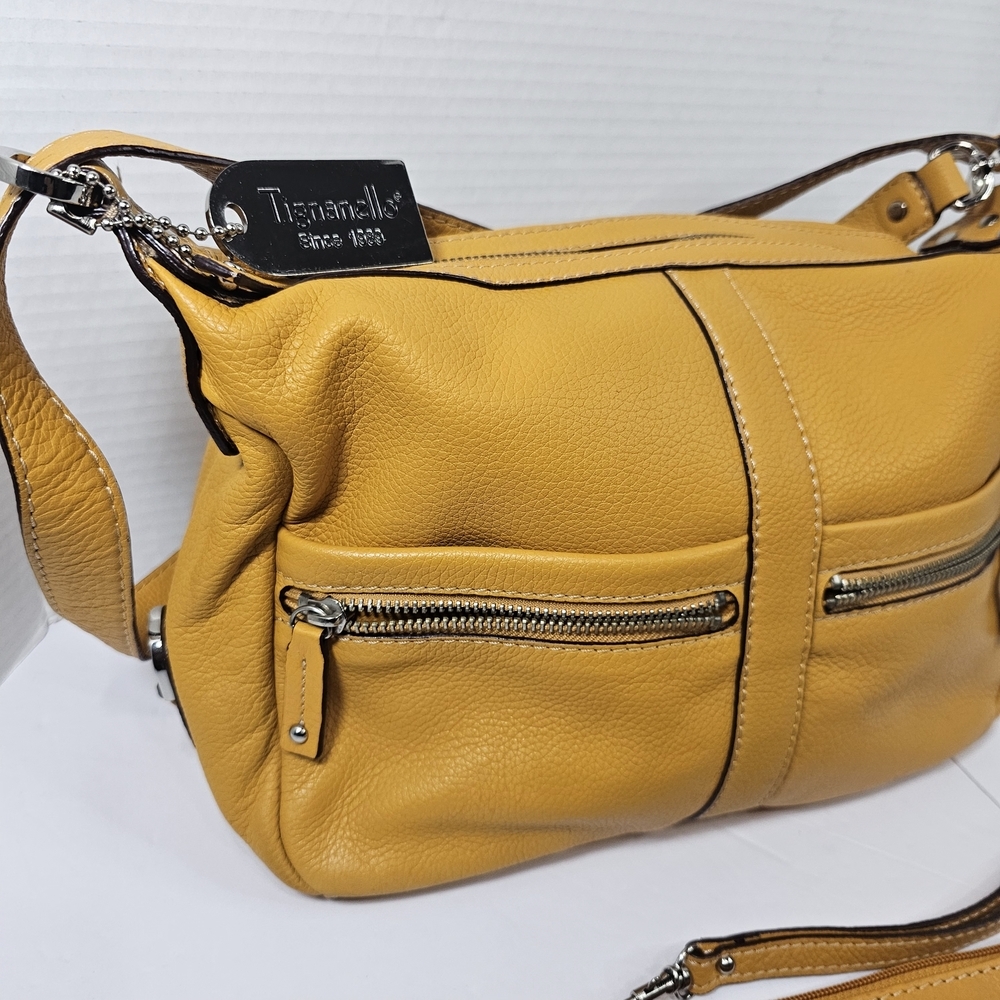 Tignanello Yellow Women's Purse Handbag Messanger Bag Leather - Picture 2 of 16